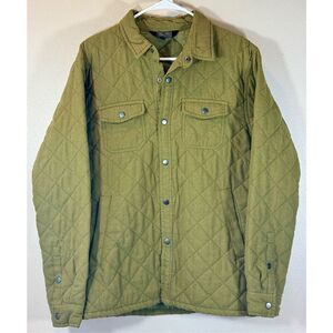 Benny Gold Jacket Mens Green Military Snap Button Quilted & Lined with Pockets L